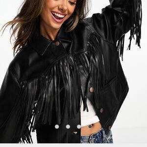 Wrangler Wild Oversized Faux Leather Fringe Jacket Size Small